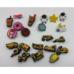 Shoe Charms Jibbitz For‎ Croc Construction Dunkin Space Holey Shoes Set Of 22
